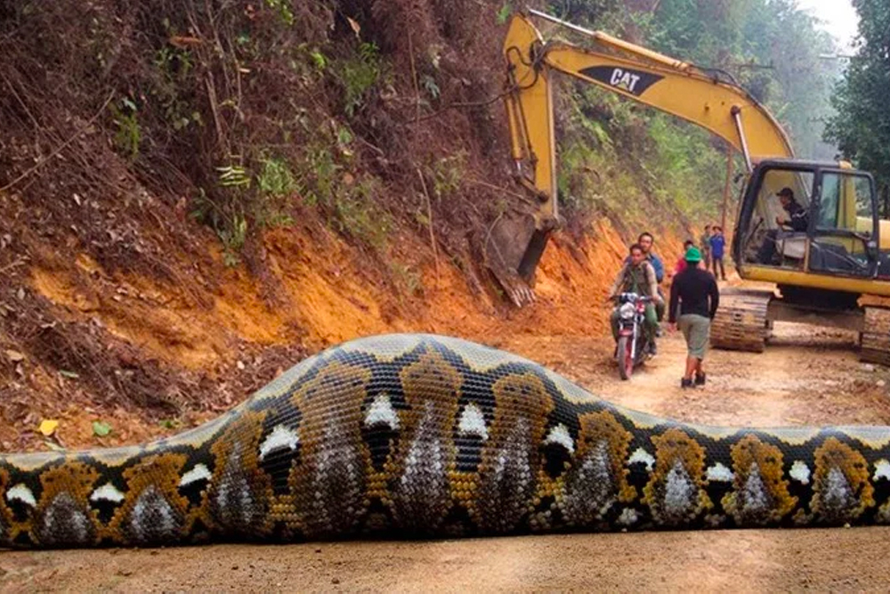 Trabalhadores encontram anaconda gigante e ficam chocados com o que descobrem dentro dela!