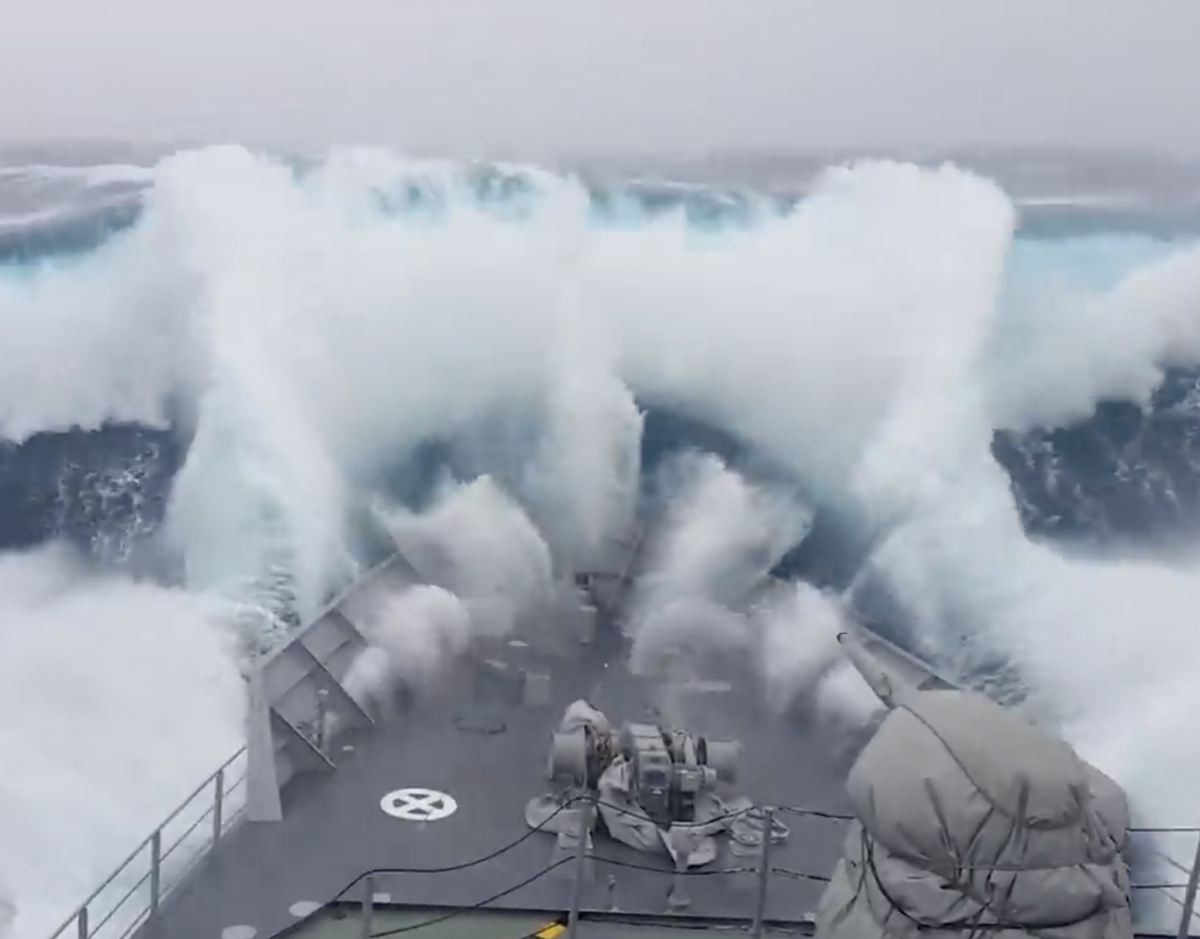 Giant Waves Slam War Ship—What Happens Next Is Unreal!